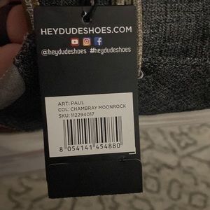 Men’s size 12 “Hey Dude” Paul Chambray Moonrock NWT